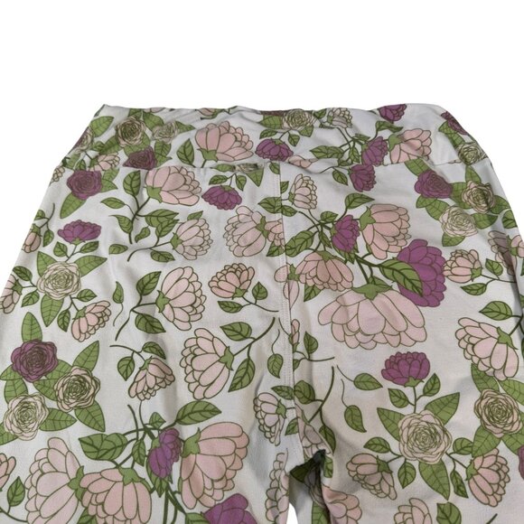 Lularoe Tall & Curvy Super Soft Floral Leggings Shades of Pink and Green - Picture 3 of 5